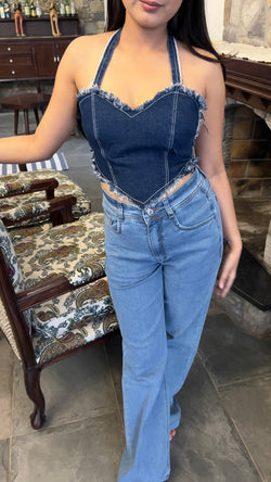 Denim Heart Top