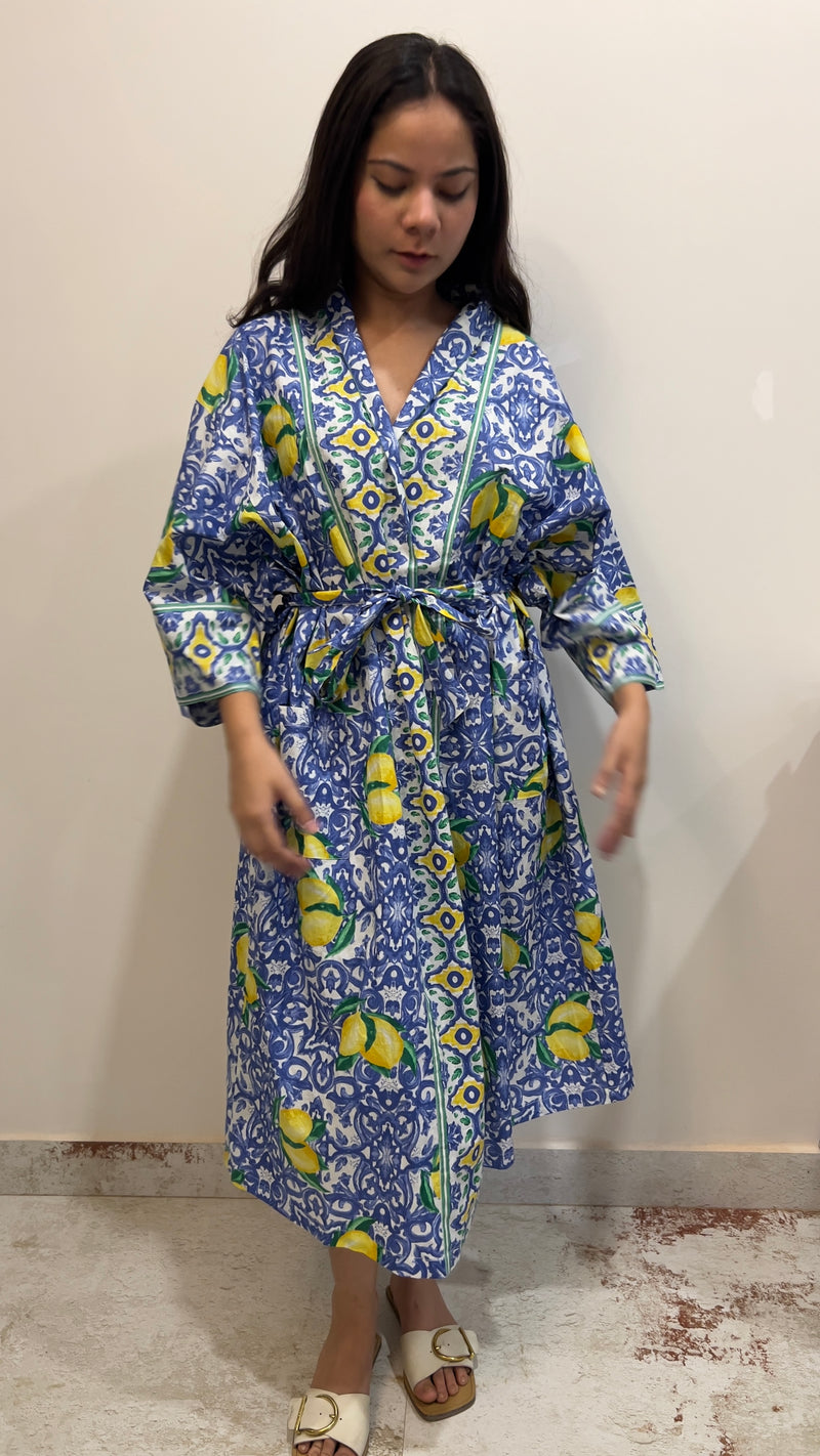 Lemon Print Lounge Robe