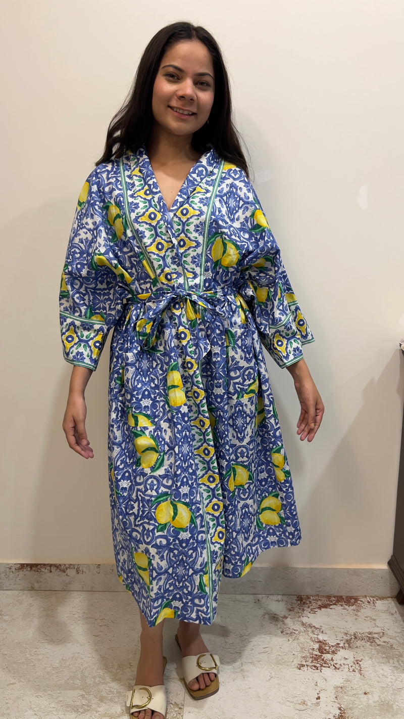 Lemon Print Lounge Robe