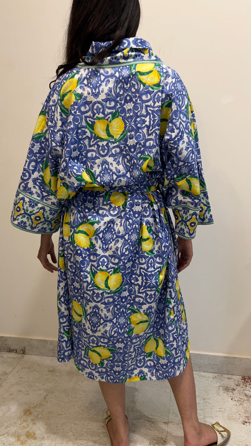 Lemon Print Lounge Robe